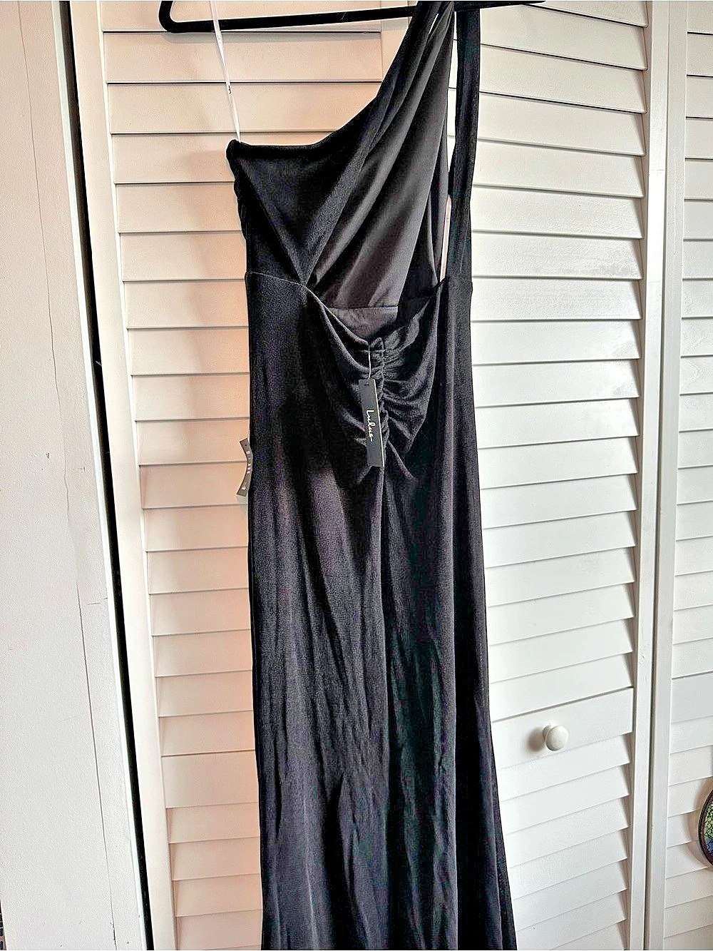 Lulus Especially Breathtaking Black Ruched One-Shoulder Maxi Dress Large NWT - Picture 4 of 5